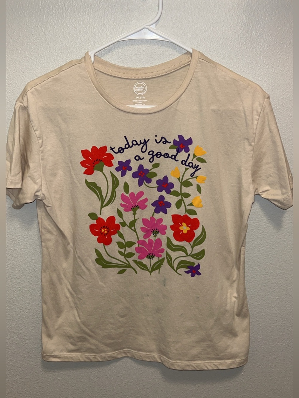 wonder nation Cream Tee with Colorful Floral Print